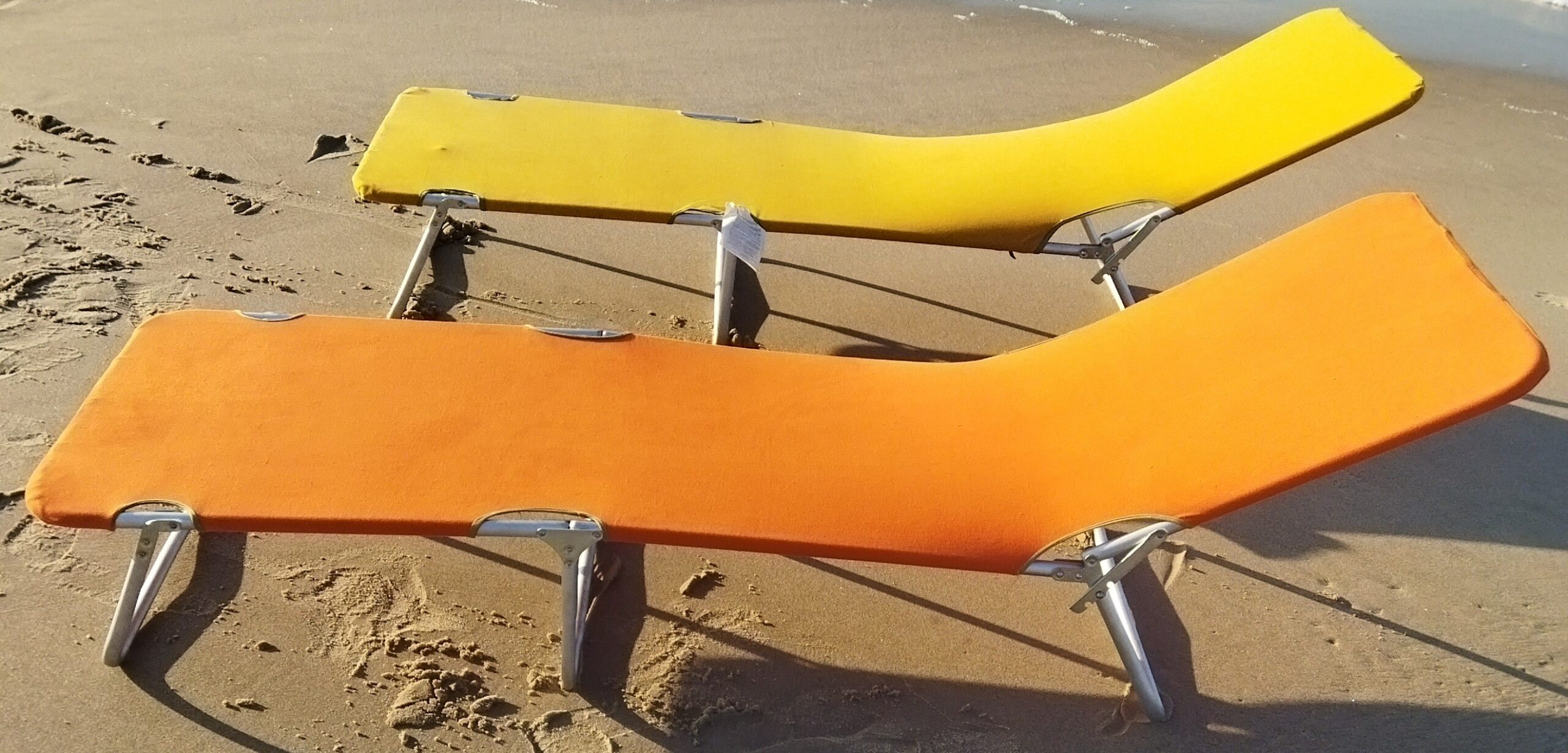 ŁÓŻKO POLOWE SKŁADANE ALUMINIOWE 200 CM X 62 CM - ŻÓŁTE